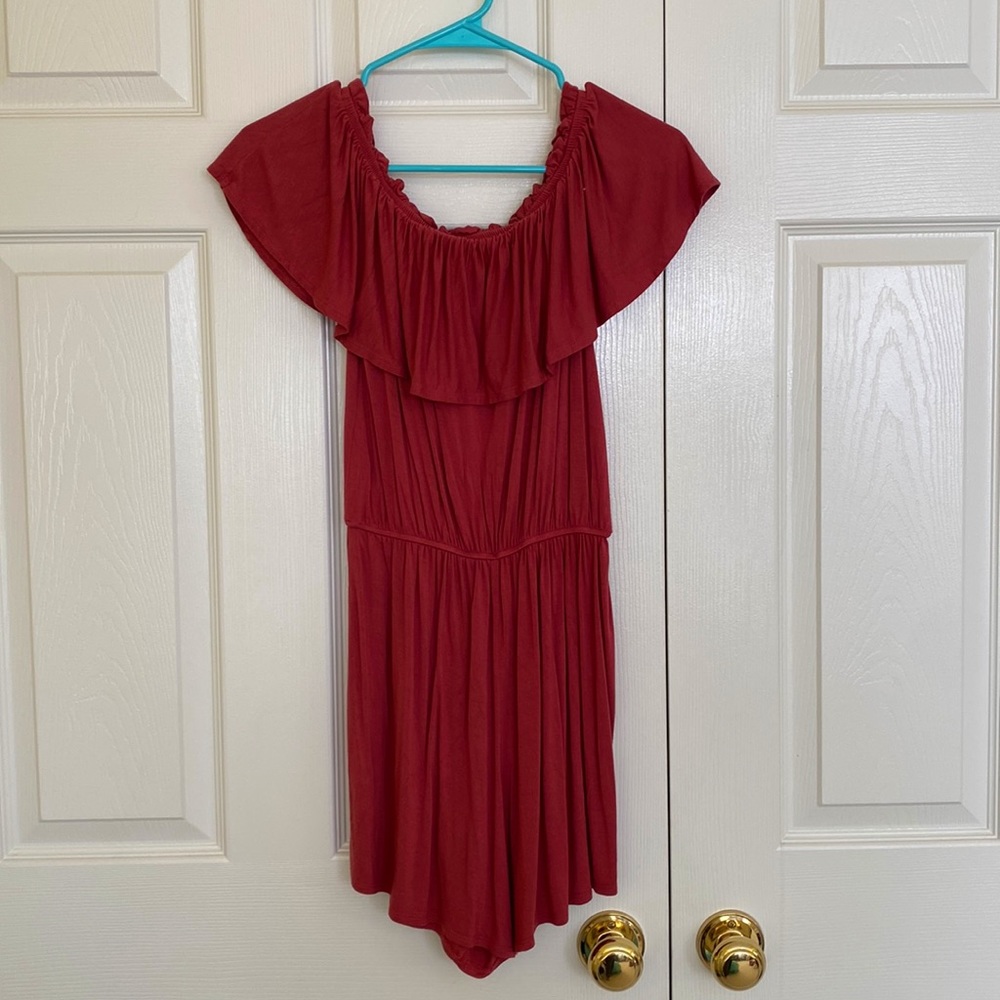 Abercrombie Maroon Off the Shoulder Romper